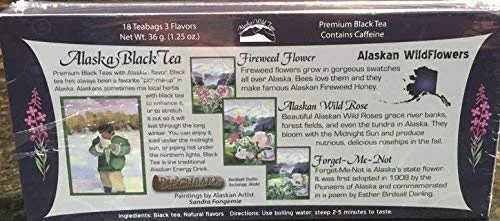 Vista 3 de Muestra de té de flores silvestres negras de Alaska Alaska 18c ct 3 sabores