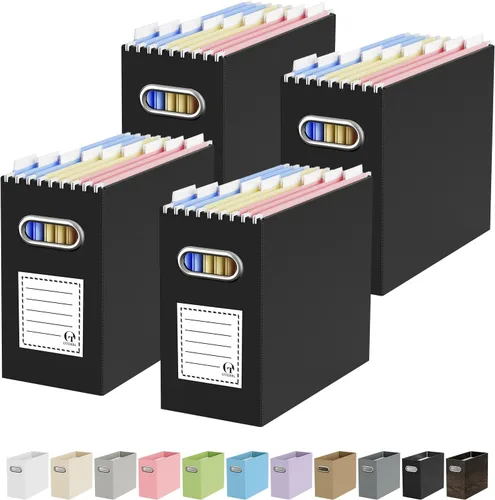 Vista 23 de Oterri Caja Organizadora de Archivos de Cartón para Carpetas Colgantes Tamaño Carta, Caja de Archivos para Escritorio de Computadora, Archivador