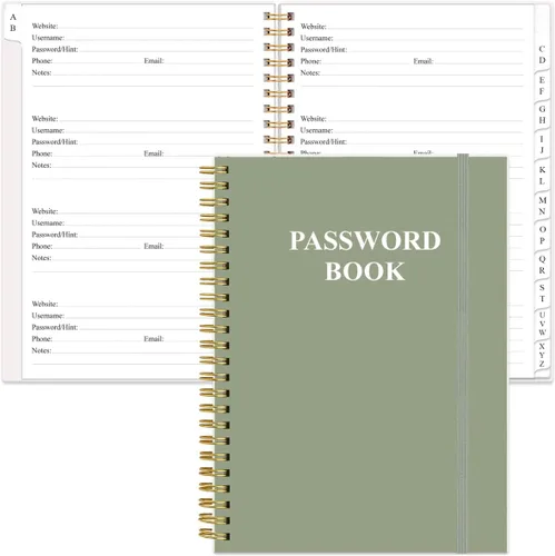 Vista 43 de Libro de contraseñas con pestañas alfabéticas, libro de bolsillo pequeño para iniciar sesión en computadora y sitio web, libro de registro