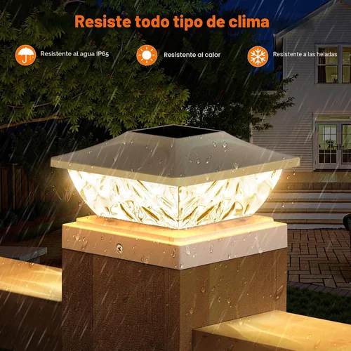 Vista 4 de Luces solares para postes al aire libre, 2 modos, luces solares brillantes para postes al aire libre, impermeables, para postes de valla, luces