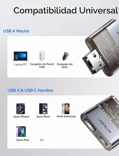 Vista 7 de JSAUX Bloqueador de datos, bloqueador de datos USB 2 en 1, solo carga, paquete de 2, gris