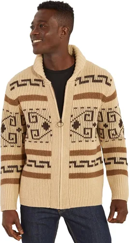 Vista 9 de Pendleton The Original Westerley, suéter de punto trenzado pesado con cremallera frontal para hombre Negro Donegal