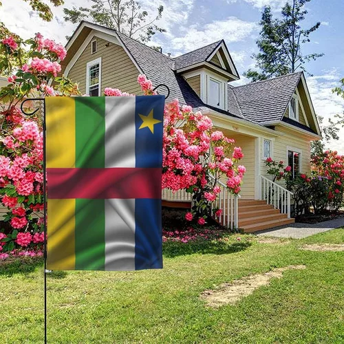 Vista 5 de Silk Style Flag Of The Central African Republic Garden Flag 28"x40" Inch Double Sided Garden Flags Home Lawn Outdoor Decor Flags Party Banner