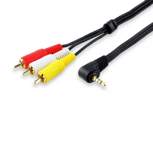 Vista 2 de Cable de extensión de conector estéreo de audio macho de 0.138 in a 3 RCA hembra AV Videocámara Cable de extensión de 90 grados en ángulo de 4 polos