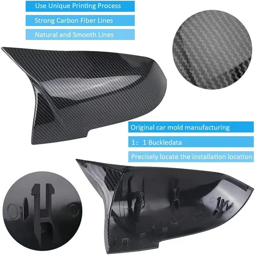 Vista 3 de Cubiertas de espejo de puerta, tapas de repuesto para espejo retrovisor compatible con BMW F20 F22 F23 F30 F31 F32 F33 F36 F87 M2 X1 E84