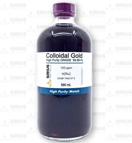 Vista 2 de Oro coloidal verdadero (100 ppm) - 99.99+% de pureza - 16.9 fl oz (16.9 fl oz) en una botella de vidrio transparente