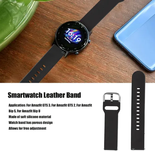 Vista 2 de Correa de reloj inteligente, ajuste libre de silicona agradable a la piel, anti pérdida, correa de reloj suave para Amazfit Bip U negro