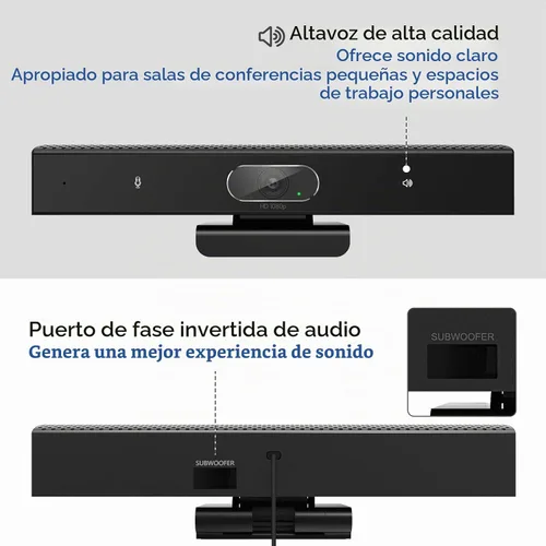 Vista 6 de Cámara de sala de conferencias, 3 en 1, cámara web Full HD de 1080p con micrófono y altavoz, USB Plug and Play, cámara de videoconferencia de gran