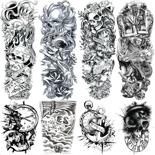 Vista 11 de Mangas temporales para tatuaje del 4 de julio para hombres y mujeres, 4 hojas grandes de brazo completo de Estados Unidos, patriótico 4 de julio