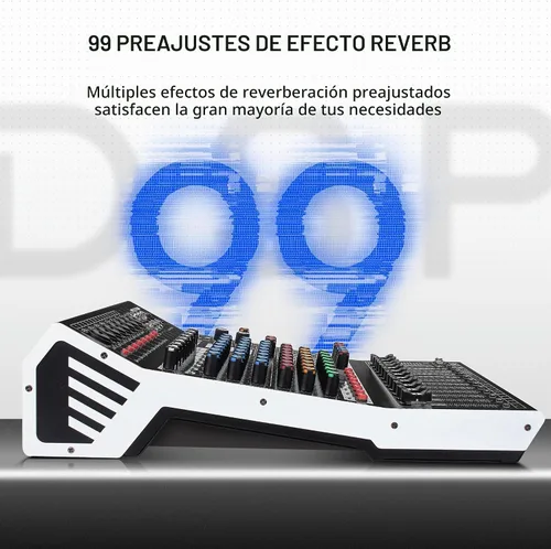 Vista 4 de Consola de mezclador de sonido profesional de 8 canales, 99 bits DSP, procesador digital de 99 bits, USB, Bluetooth, MP3 para entrada de grabación