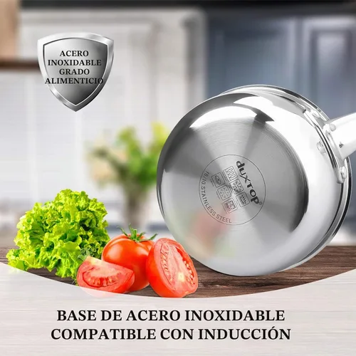 Vista 4 de Duxtop Cacerola Whole-Clad Tri-Capa de Acero Inoxidable con Tapa, 1.6 Cuartos, Utensilios de Cocina para Inducción