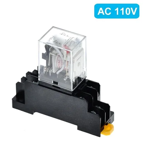 Vista 2 de 12V 24V DC 110V 220V AC Coil Power Relay LY2NJ 8 Pin HH62P JQX-13F with Socket Base(AC110V)