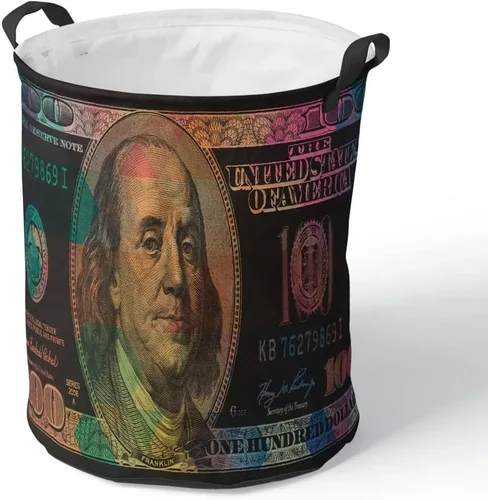 Vista 12 de Cesta grande de ropa sucia de 100 billetes de dólares para hombre, impermeable, independiente, para ropa sucia, fresca, plegable, con asas