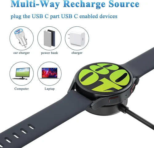 Vista 6 de Cable de carga compatible con cargador de reloj Samsung Galaxy, cable de carga USB tipo C para Samsung Galaxy Watch 7/6/5/5 Pro/Watch 4/4