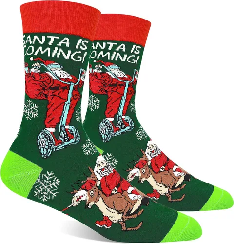Vista 4 de PanPacSight Calcetines redondos de Navidad para hombre, calcetines divertidos de culto medio