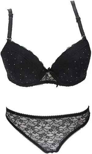 Vista 3 de Conjunto de lencería sexy con brasier de encaje push up para mujer