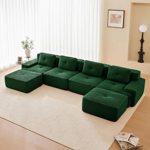 Vista 11 de Sofás modulares convertibles de 82 pulgadas, sofás en forma de L de asiento profundo para sala de estar, sofá moderno de 2 plazas con 1 otomana