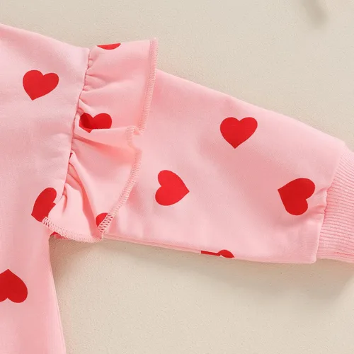 Vista 109 de SOLILOQUY Traje de manga larga con cuello redondo para el primer día de San Valentín para bebé niño y niña, mameluco de corazón de amor