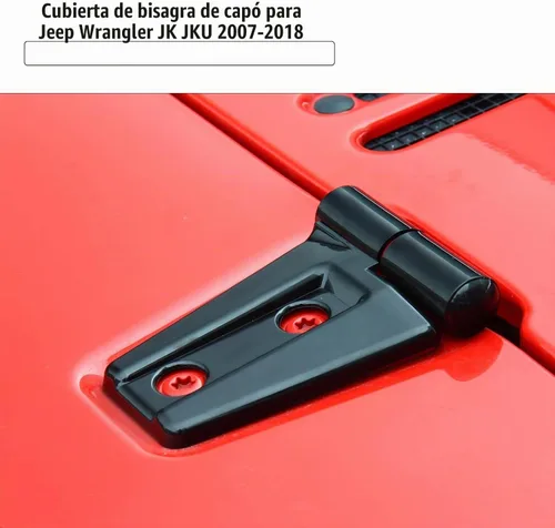 Vista 3 de 2 piezas de cubierta de bisagra de capó y accesorios de moldura para Jeep Wrangler JK y Unlimited 2007-2018 (Negro)