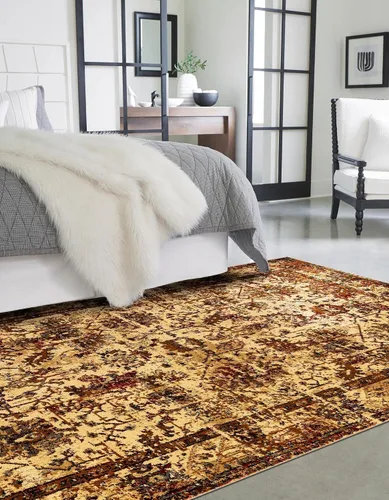 Vista 4 de Unique Loom Saturn Collection - Alfombra rectangular de iones (2 pies 2 pulgadas x 3 pies 1 pulgada, color beige crema/negro)