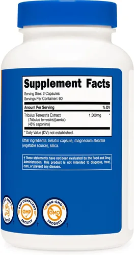 Vista 3 de Nutricost Extracto de Tribulus Terrestris 750mg, 120 Cápsulas (3 Botellas)