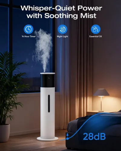 Vista 6 de Humidificador de 13L para habitación grande, tiempo de funcionamiento de 100 horas, 28 dB, silencioso, humidificadores de aire de niebla fría