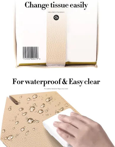 Vista 7 de Funda para Caja de Pañuelos, Jeethemy Porta Caja de Pañuelos Cuadrada de Cuero PU, Moderno Estuche de Pañuelos Organizador Dispensador de Papel