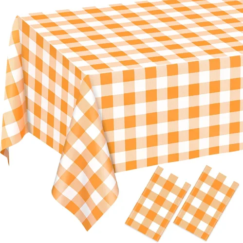 Vista 33 de 2 Pcs Light Blue Gingham Tablecloth Blue Disposable Plastic Checkered Table Cloths for Parties Disposable, Waterproof Rectangular Blue Table Cover