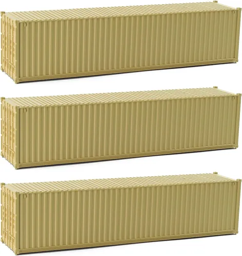 Vista 10 de 3pcs HO Escala sin decorar 40 ' (pies) Contenedores de envío 1:87 Deep Bule acanalado Side Container C8740DB