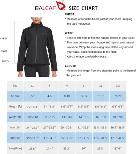 Vista 7 de BALEAF Chaquetas impermeables para mujer, cortavientos resistentes al viento, para correr, ligeras, reflectantes, plegables, con capucha