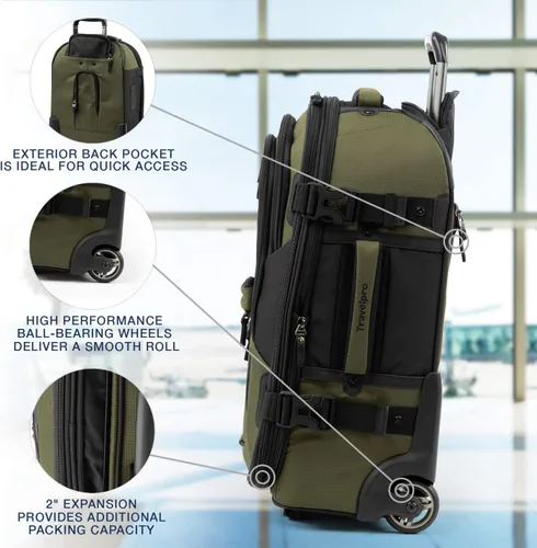 Vista 4 de Travelpro Equipaje vertical expandible unisex para adultos, Oliva negro, Bold Softside - Maleta vertical extensible Rollaboard