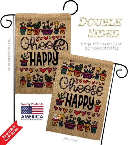 Vista 3 de Inspirational Choose Happy Garden Flag Collection Expression Spiritual Hope Love Wisdom Support Emotion Postive Small Decorative Gift Patio House