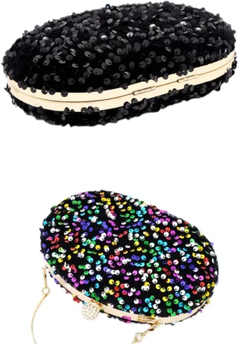 Vista 6 de IAMUHI Bolso de mano con lentejuelas pequeñas, bolso de noche con asa superior, mini bolso cruzado de hombro cuadrado