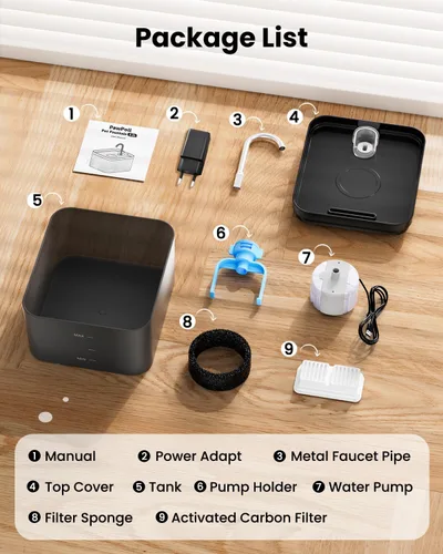 Vista 9 de PawPoll Fuente de agua para gatos - Fuente de agua para gatos de 2.2 L para beber