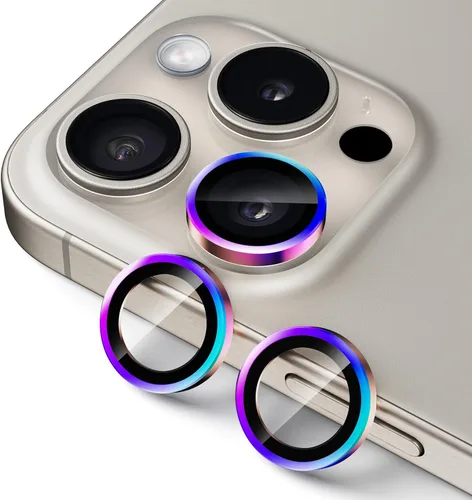 Vista 16 de UARMOR - Protector de lente de cámara compatible con iPhone 17, 16 y 16 Plus: vidrio templado 9H y cubierta de aluminio, transparente HD, kit