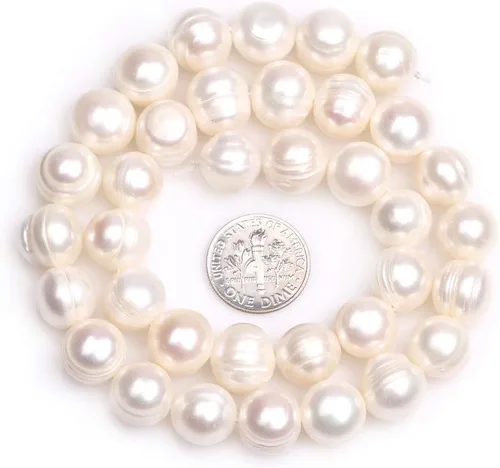 Vista 3 de JOE Foreman Natural 1112mm de agua dulce perla cultivada redonda Loose Beads para joyas Wholesale Beads Blanco 15