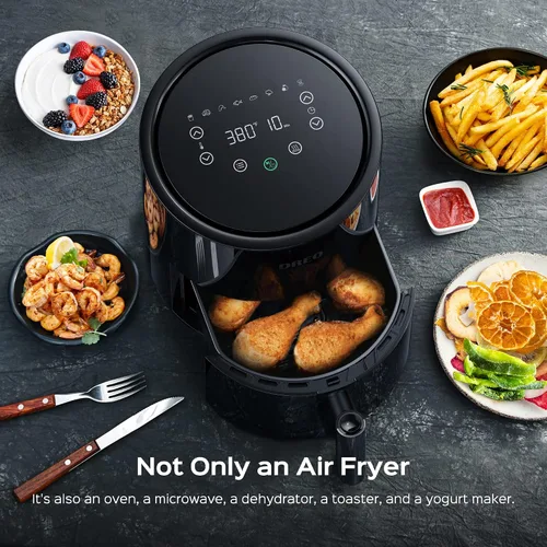 Vista 7 de DREO Freidora de aire – 100 ℉ a 450 ℉, olla de horno caliente de 4 cuartos con 50 recetas, 9 funciones de cocción en pantalla táctil fácil
