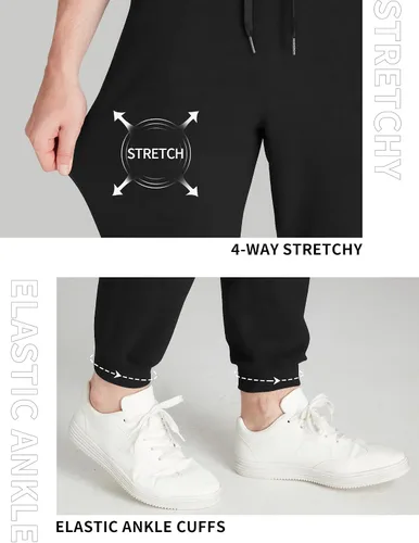 Vista 49 de Idtswch 30/32/34/36/38/40. Pantalones deportivos altos para hombre, extra largos, con bolsillos con cremallera