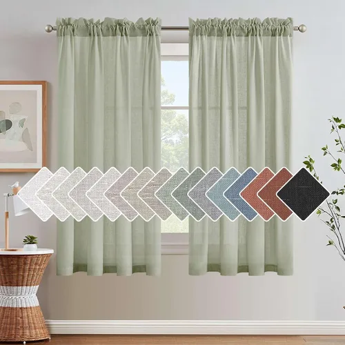 Vista 11 de H.VERSAILTEX Cortinas texturizadas de lino con filtro de luz para sala de estar, tratamiento de ventanas, cortinas naturales y duraderas