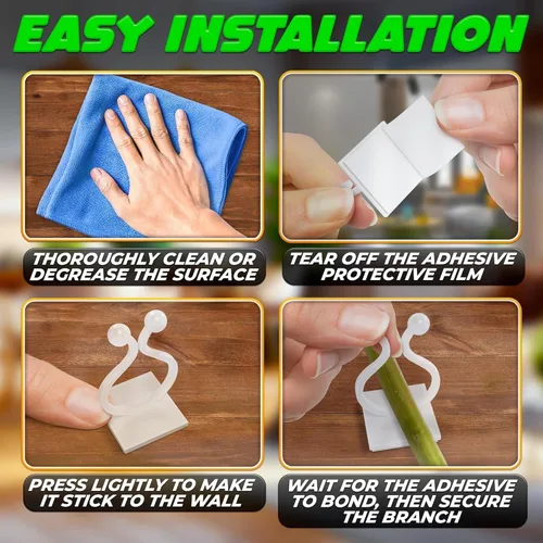 Vista 6 de 100 clips transparentes para plantas trepadoras de interior, clips de pared blancos y flexibles para plantas trepadoras para organizar enredaderas