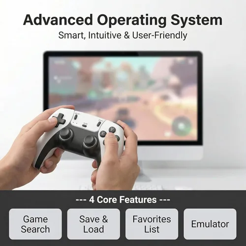Vista 4 de Retro Gaming Console Plug & Play Game Console for TV, 4K HD HDMI Video Console with Built-in 20,001 Classic Games, Dual 2.4G Wireless Controllers