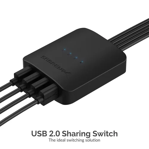 Vista 9 de SABRENT Interruptor para compartir USB 2.0 para 4 computadoras, indicadores