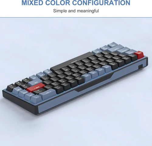 Vista 2 de MageGee SKY68 - Teclado mecánico para juegos, 68 teclas, compacto con retroiluminación LED azul, mini teclado ergonómico con cable para Windows PC