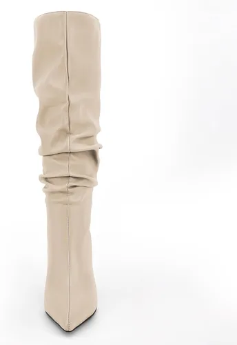 Vista 3 de Zamikoo Botas holgadas de tacón alto para mujer, botas de tacón de aguja altas hasta la rodilla, puntera puntiaguda, elásticas, botas altas de meter