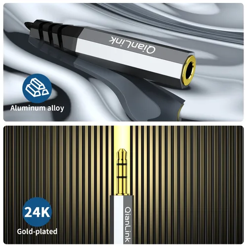 Vista 4 de QianLink Divisor de auriculares, macho de 0.138 in a 2 puertos hembra, cable de extensión de 1 pie/1.0 ft para PS4, PS5, Xbox, Switch, auriculares