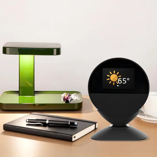 Vista 7 de Soporte ajustable para Echo Spot (versión 2024) y Homepod Mini con puertos de carga USB-C y USB-A, base giratoria de 280 grados y almohadilla