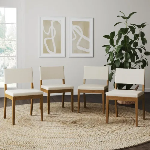 Vista 15 de Nathan James Linus - Silla de comedor tapizada moderna con patas de goma maciza en un acabado marrón cepillado con alambre, marrón claro Marrón