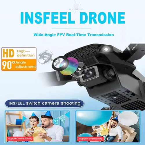Vista 3 de Mini dron con cámara para adultos – Regalo de juguete de Navidad para principiantes de 15 años – Multirotores cuadricópteros RC UAV plegable