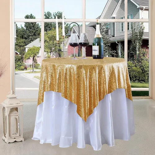 Vista 54 de Manteles redondos de lentejuelas negros para fiestas, de 121,9 cm, mantel redondo de purpurina ajustado, pequeño, lindo y dulce, para boda