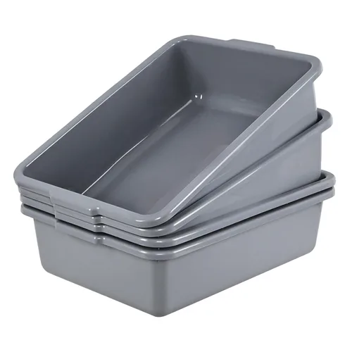 Vista 8 de Jekiyo Paquete de 4 cajas de bañera de autobús comercial, bandeja de autobús de plástico de 8 litros, lavabo negro